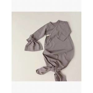 NEW PEEKABOO kids' jersey kimono gown set in dark grey
